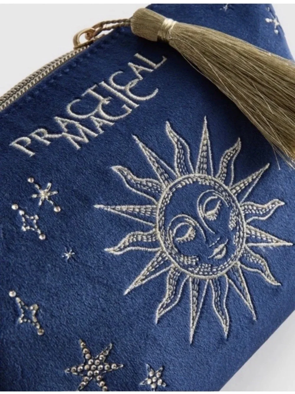 Primark Practical Magic Blue Zip Make-Up Bag/Pouch with Tassel Celestial